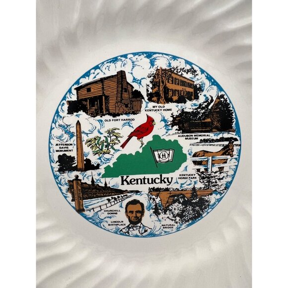 Vintage Kentucky Souvenir Collectible Plate Gold Trim Historic Landmarks 9.75” - Picture 2 of 4